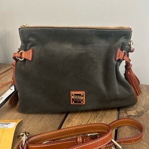 NWT Dooney & Bourke Medium Zip Crossbody Charcoal Suede